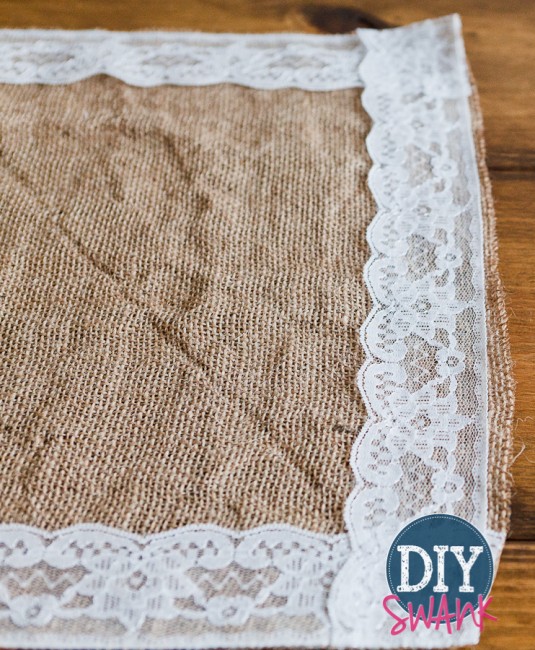The outside tookâ€¦I last the edge. sewed and I final  runner table burlap step around