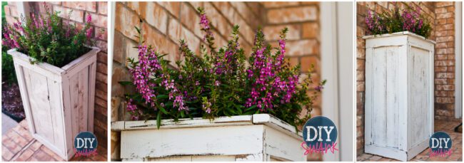 Different styles and sizes of DIY cedar planters.