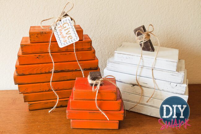 A tutorial on how to make these easy Rustic Wood Pumpkins. DIY Fall Decor