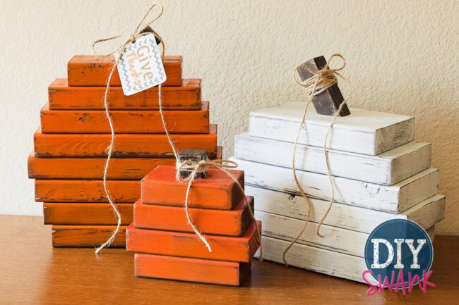 A tutorial on how to make these easy Rustic Wood Pumpkins. DIY Fall Decor