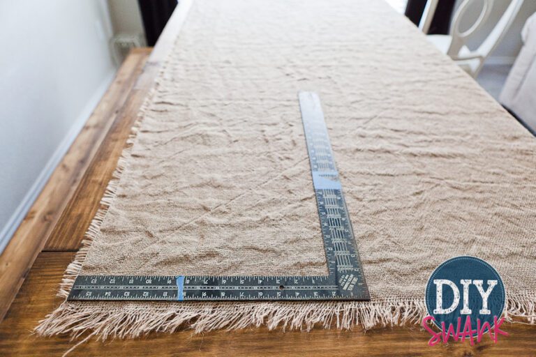 DIY Burlap and Lace Table Runner Tutorial Swanky Design Co.