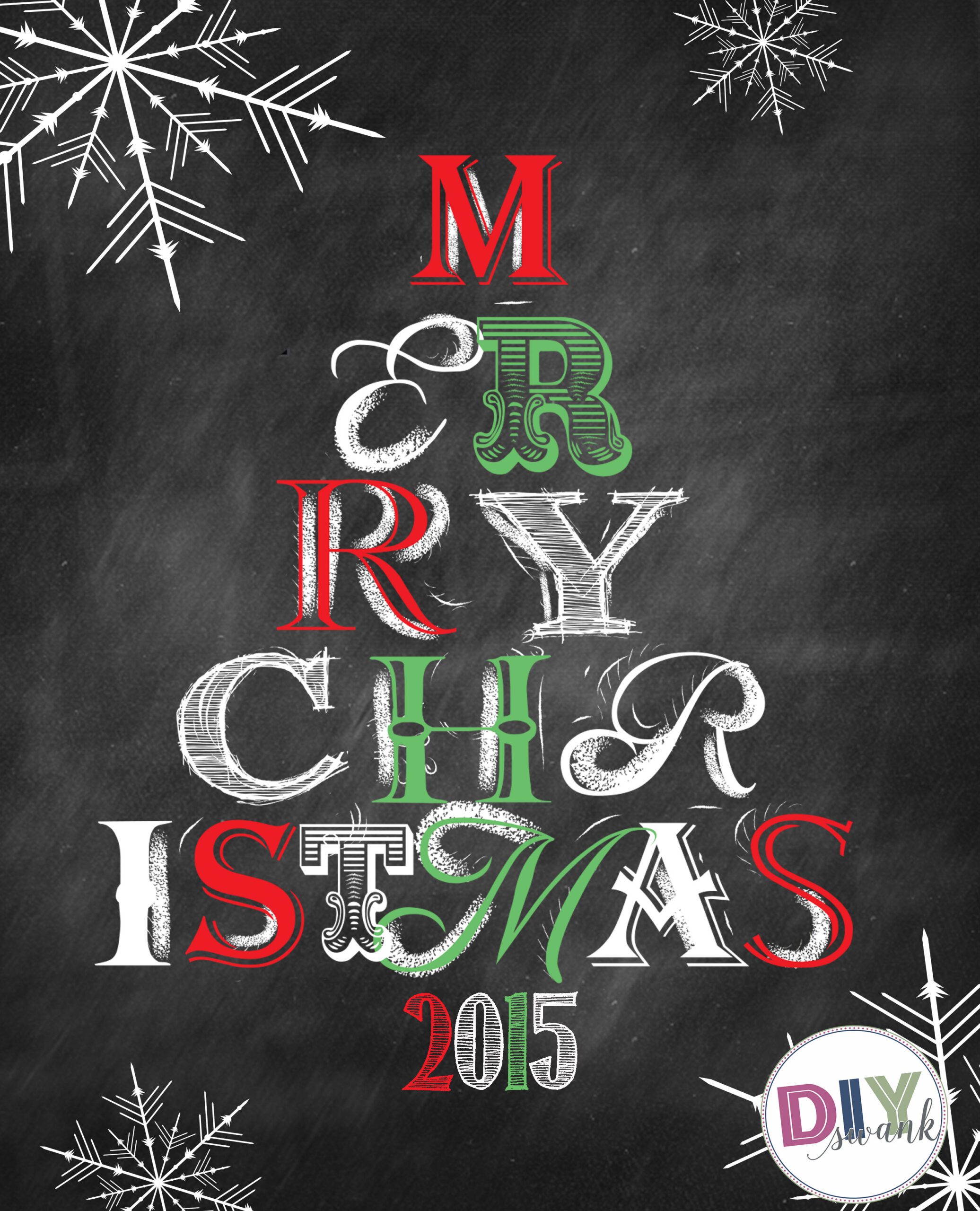 Merry Christmas Chalkboard Printable Swanky Design Co 
