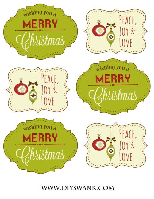 Green and Red Christmas Tags