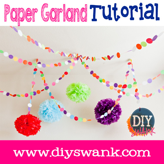 A tutorial on making DIY paper garland. Super easy, inexpensive decor idea for parties, baby showers or holidays!