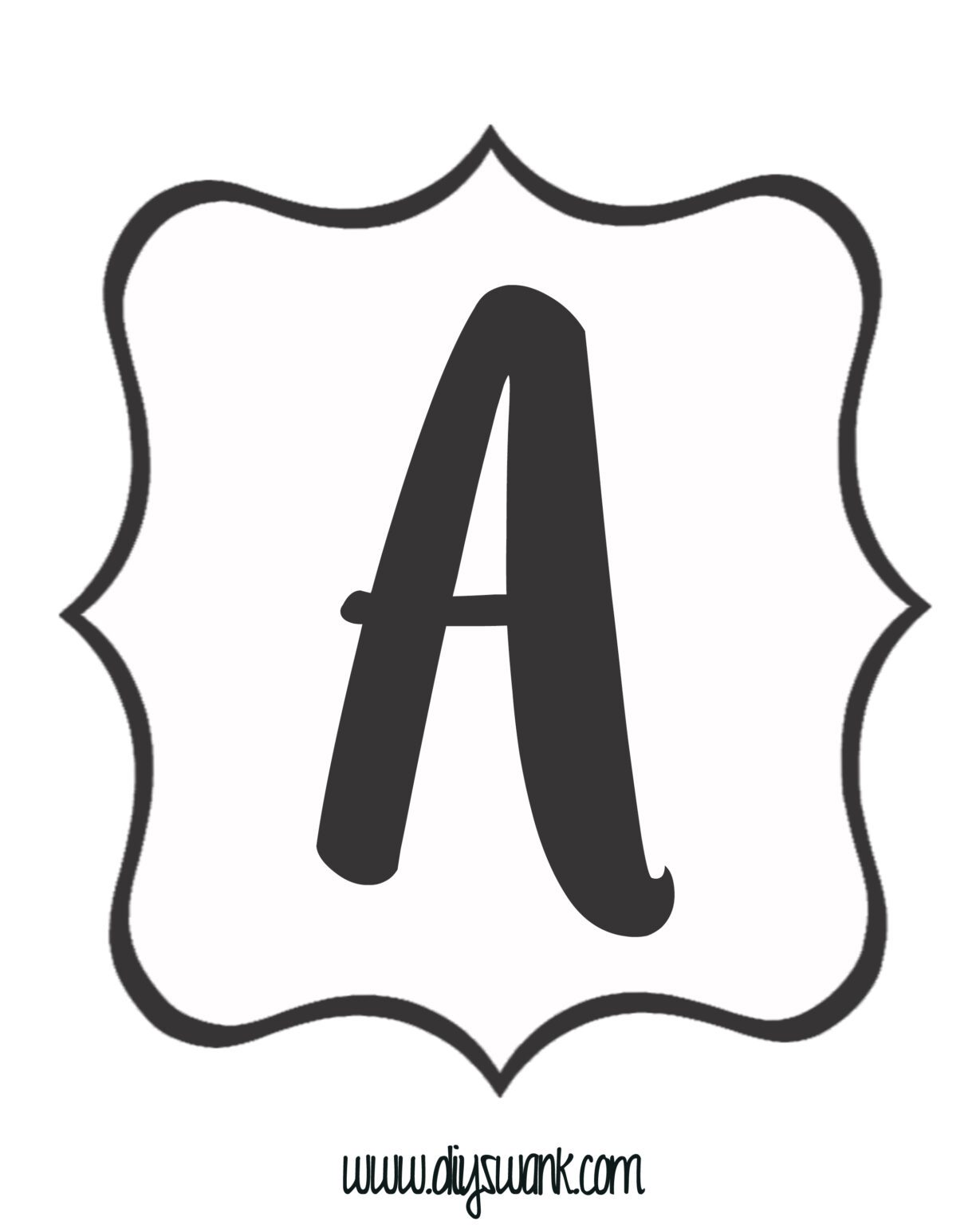 Free Printable Black and White Banner Letters - Swanky Design Company
