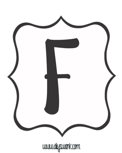 Free Printable Black and White Banner Letter_F