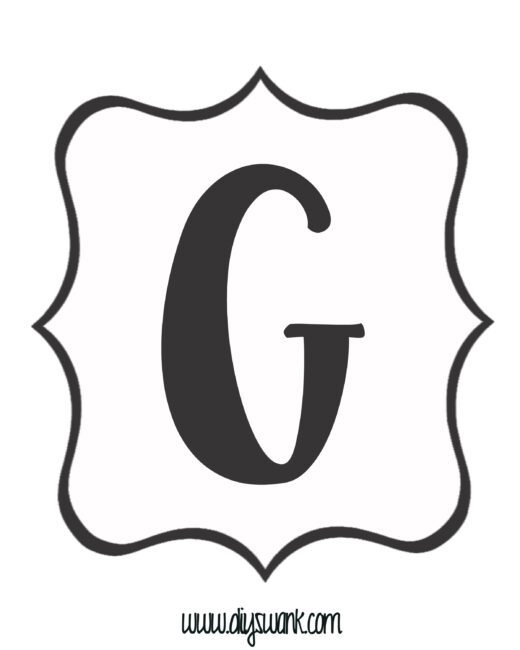 Free Printable Black and White Banner Letter_G