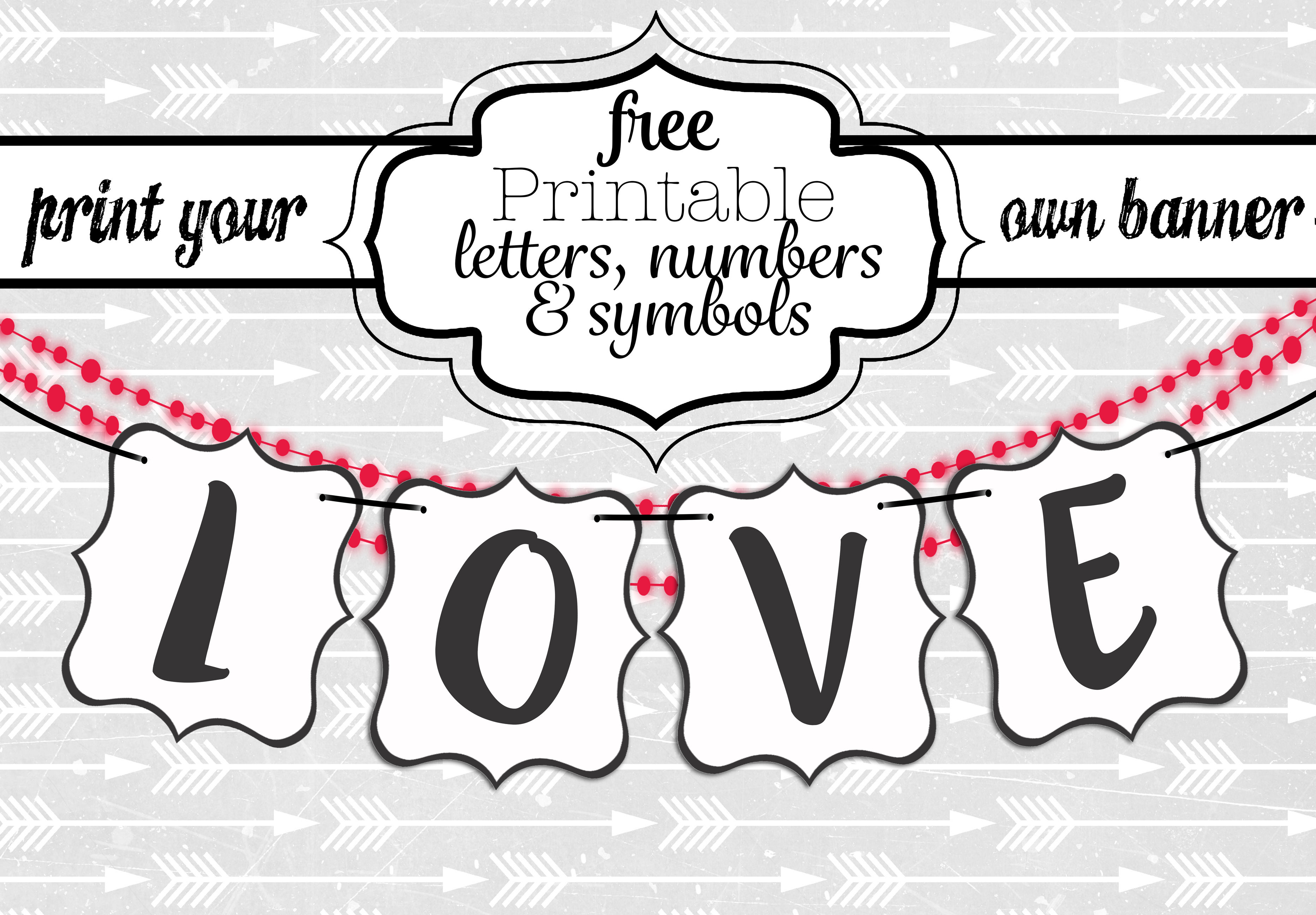 Free Printable Black and White Banner Letters - Swanky Design Company