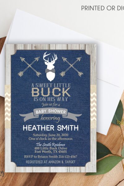 Little Buck Navy Baby Shower Invitation