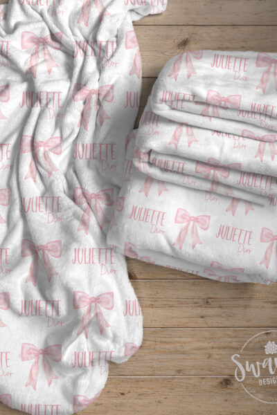 Pink Bow Baby Blanket