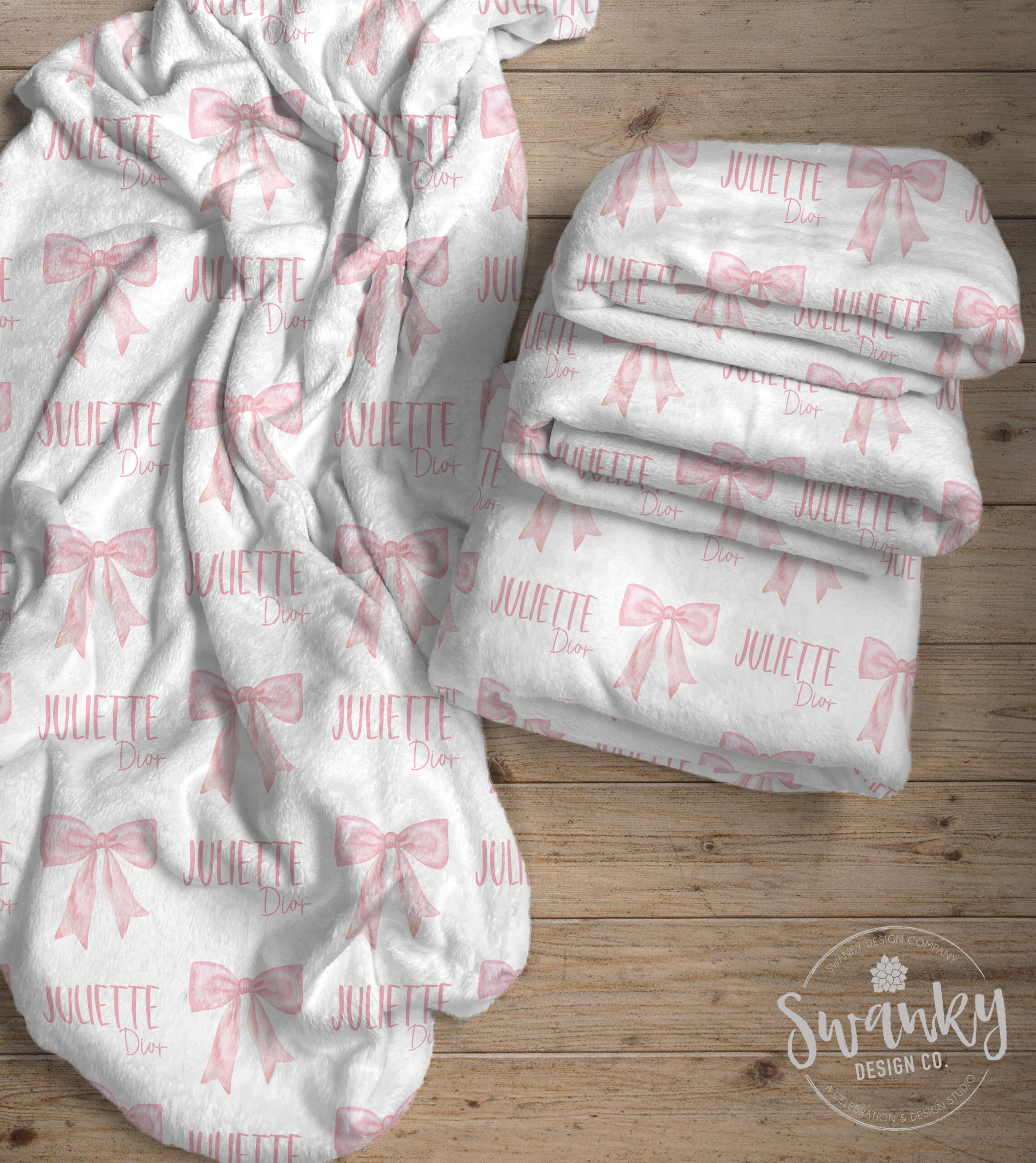 Pink Bow Baby Blanket