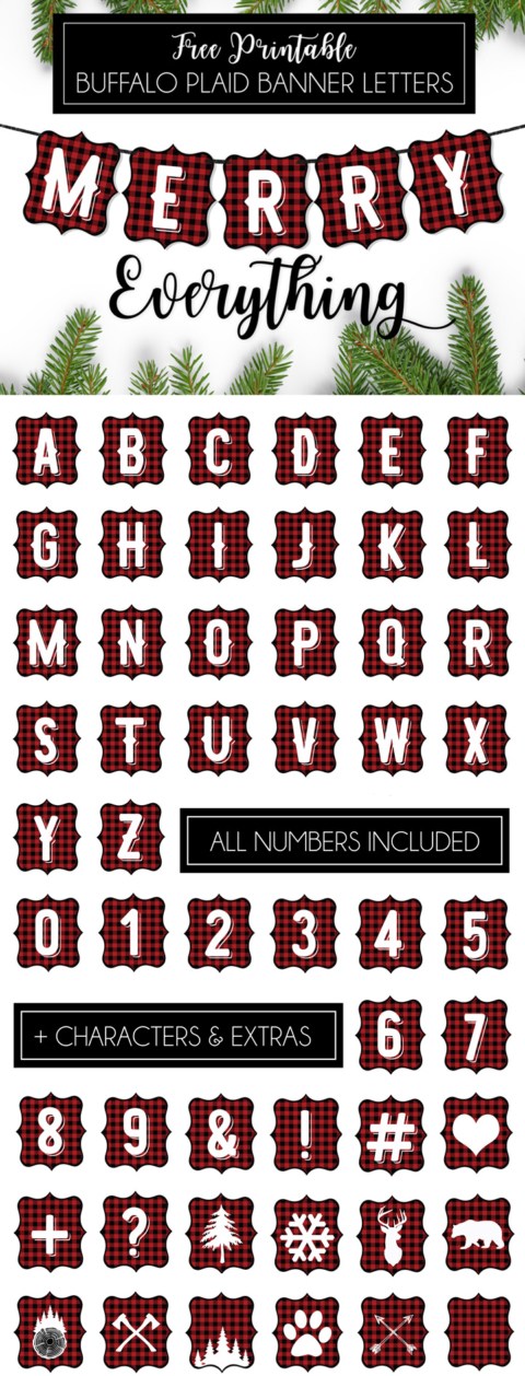 buffalo plaid free printable banner letters swanky design company